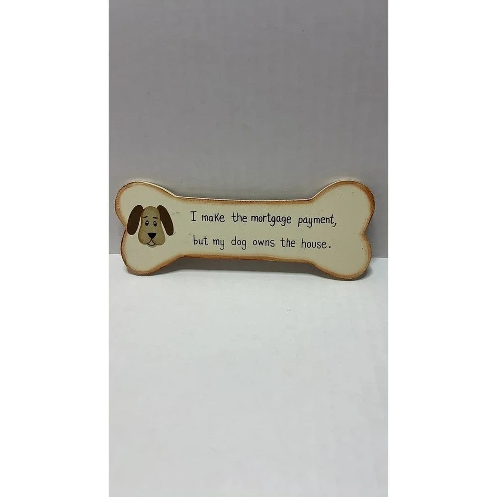 Vintage Dog Bone Shaped Wall Plaque with Humorous Quote